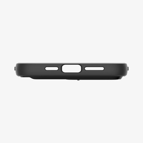 ACS06599 - iPhone 15 Pro Max Case Optik Armor (MagFit) in black showing the back with lens slot open